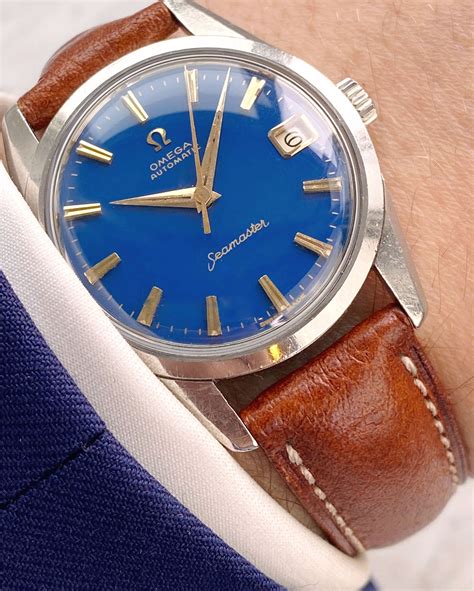 omega yellow face watch|omega seamaster blue dial vintage.